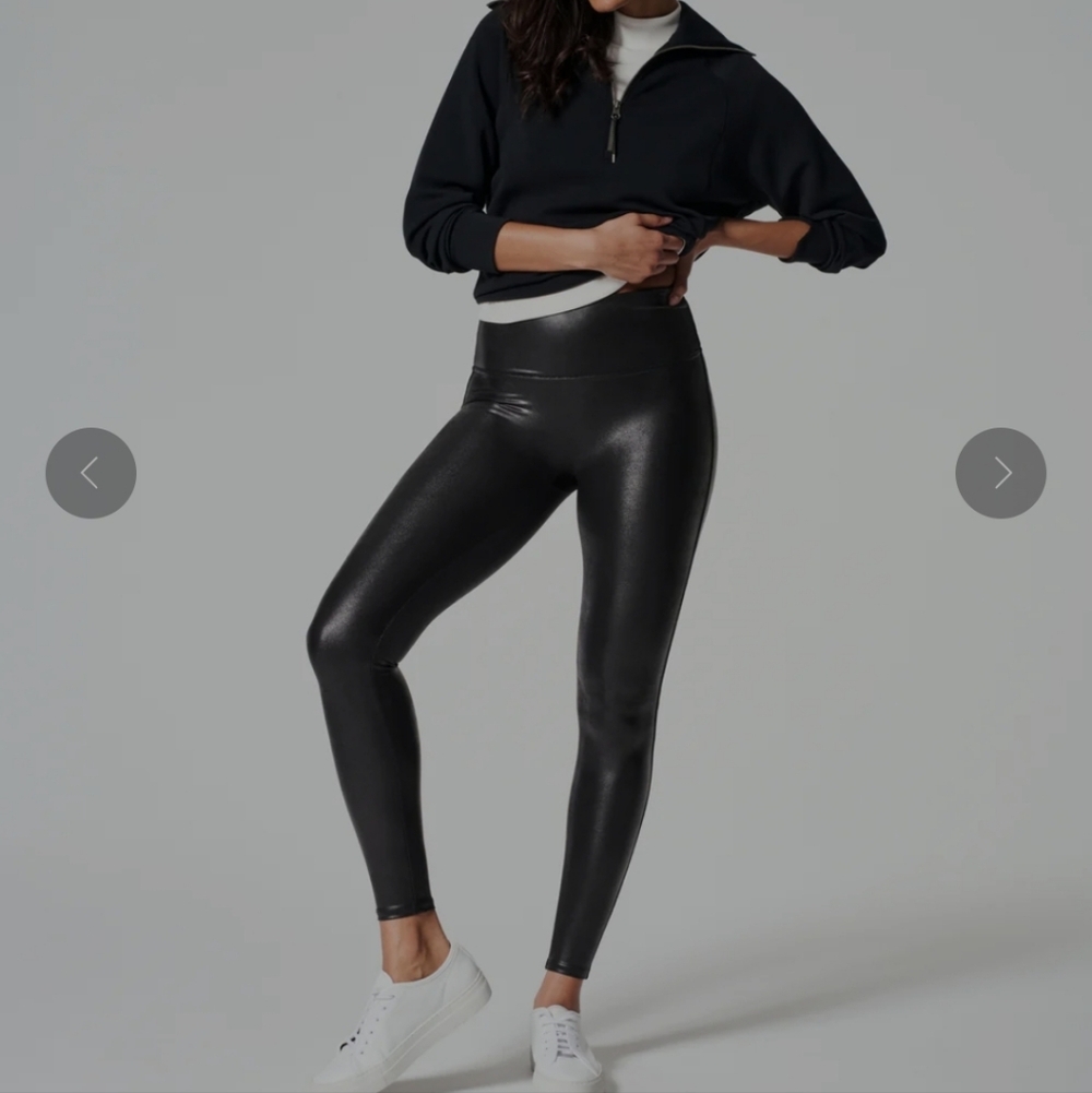SPANX shape Faux Leather Leggings Size L NWT